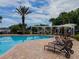 Community pool with lounge chairs, umbrellas, and well-maintained landscaping at 12408 Country White Cir, Tampa, FL 33635
