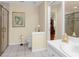 Clean bathroom featuring a shower, single sink vanity and neutral tones at 1253 Culbreath Rd, Brooksville, FL 34602