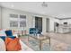 A spacious living room with modern furnishings and an open layout to the kitchen at 12854 Rangeland Blvd, Odessa, FL 33556