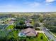 Beautiful aerial shot of a home featuring a screened-in pool and surrounded by mature trees at 18244 Autumn Lake Boulevard, Hudson, FL 34667