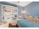 Serene room featuring built-in shelving and storage, with soft blue walls at 21820 Carson Dr, Land O Lakes, FL 34639