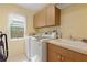 The laundry room features a washer, dryer, utility sink, and storage cabinets at 21820 Carson Dr, Land O Lakes, FL 34639
