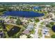 Aerial shot offers a view of a community nestled around multiple lakes at 22431 Willow Lakes Dr, Lutz, FL 33549