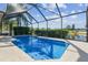 Sparkling screened-in pool with clear blue water and a lush green backdrop at 22431 Willow Lakes Dr, Lutz, FL 33549