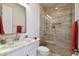 Beautiful bathroom features a glass shower and vanity with framed mirror at 4348 Harborpointe Dr, Port Richey, FL 34668