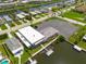 Aerial view of waterfront homes with canal access, showcasing private docks and boat access at 4917 Marlin Dr, New Port Richey, FL 34652