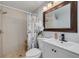 Updated bathroom featuring a shower and a modern vanity at 4917 Marlin Dr, New Port Richey, FL 34652