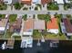 Overhead shot of a waterfront community with houses close together, canals, and private docks at 4937 Dory Dr, New Port Richey, FL 34652