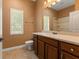 Cozy bathroom featuring a single sink vanity and a shower/tub combo at 5487 Valley View Dr, Brooksville, FL 34601