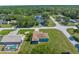 Aerial shot showcasing a home nestled in a green residential neighborhood with lush tree coverage at 9251 Geneva St, Spring Hill, FL 34608