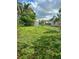 This backyard offers a well-maintained lawn with a shed and chainlink fence for privacy and security at 10014 Kingswood Ln, Port Richey, FL 34668