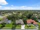 Wide aerial view of house and surrounding neighborhood and mature trees at 10296 Palmgren, Spring Hill, FL 34608
