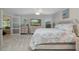 Inviting bedroom featuring two windows, a TV, light neutral tones, and carpet flooring at 1105 Flora Vista St, New Port Richey, FL 34655
