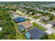 Aerial view of neighborhood featuring lush landscaping, pools, and well-maintained homes for community appeal at 13155 Cori Loop, Spring Hill, FL 34609