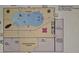 Pool plan drawing with details, including dimensions, fountain, and surrounding patio at 13155 Cori Loop, Spring Hill, FL 34609