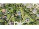 Overhead shot of a house with a pool, surrounded by verdant trees, and lush landscaping at 13460 Pia Ct, Spring Hill, FL 34609