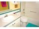 Cozy bathroom featuring a standard tub/shower, toilet, and single sink vanity at 20960 Little Magens Loop, Lutz, FL 33558