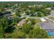 Aerial view of a home surrounded by lush trees and landscaping in a residential neighborhood at 2443 Glenridge Dr, Spring Hill, FL 34609