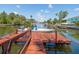 Waterfront home featuring a private dock with a boat, ideal for boating enthusiasts at 4292 Tahiti Dr, Hernando Beach, FL 34607