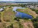 Breathtaking aerial view of a private pond surrounded by lush greenery at 5132 Flora Ave, Holiday, FL 34690