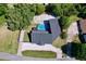 Aerial view showcasing a private backyard with a refreshing pool and well-maintained landscaping at 6158 Sumter Dr, Brooksville, FL 34602