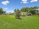 Spacious front yard with a well-maintained lawn and mature trees enhancing curb appeal at 6823 Oak Hill Dr, New Port Richey, FL 34653