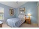 This is a shot of a bedroom with light blue walls and simple decor at 9019 Flagstick Ln, Hudson, FL 34667