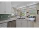 Kitchen with granite countertops, stainless steel appliances, and open view to the living area and pool at 9019 Flagstick Ln, Hudson, FL 34667