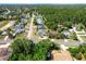 Wide aerial shot showcasing a residential neighborhood with mature trees and various home styles at 10267 Elgin Blvd, Spring Hill, FL 34608