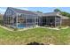 A beautiful screened-in pool, complemented by a well-manicured lawn at 10267 Elgin Blvd, Spring Hill, FL 34608