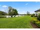 Lush green backyard overlooking a tranquil lake, perfect for outdoor relaxation at 11398 Juglans Dr, Odessa, FL 33556