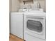 An efficient laundry room with washer, dryer and shelving at 12155 Environmental Dr # 8, New Port Richey, FL 34654