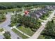 Aerial view of a neighborhood featuring a waterfront property at 12420 Rangeland Blvd, Odessa, FL 33556