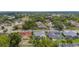 Aerial view of homes with mature landscaping, pools, and well-maintained lawns in the neighborhood at 1245 Overland Dr, Spring Hill, FL 34608