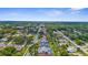 Aerial view showcases a residential neighborhood lined with lush trees and well-maintained streets at 1245 Overland Dr, Spring Hill, FL 34608