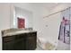 Bathroom features an elegant vanity, walk-in shower, and updated fixtures at 13454 Golden Lime Ave, Spring Hill, FL 34609