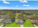 An aerial view of a well maintained home in a residential area featuring lush green trees at 13935 Coronado Dr, Spring Hill, FL 34609