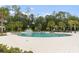 Large community pool with ample seating, perfect for relaxation and recreation at 16697 Courtyard Loop, Land O Lakes, FL 34638