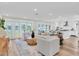 Open-concept living space featuring modern furnishings and seamless flow to the kitchen at 18102 Spencer Rd, Odessa, FL 33556