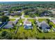 This aerial view shows a neighborhood with well-kept homes, lush greenery, and several private backyard pools at 2585 Waterfall Dr, Spring Hill, FL 34608