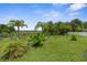 Expansive backyard with well-maintained lawn, vibrant tropical plants, and views enhancing this home's outdoor appeal at 2585 Waterfall Dr, Spring Hill, FL 34608