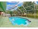Sparkling pool is completely screened and enclosed with mature landscaping around the perimeter at 3468 El Prado Ave, Spring Hill, FL 34609