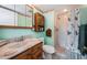 Bathroom featuring a vanity, mirror, cabinet, toilet, and shower at 3838 Lanyard Ct # B, New Port Richey, FL 34652