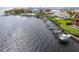Scenic aerial view of waterfront properties with docks along the calm water, highlighting a serene coastal lifestyle at 4333 Harborpointe Dr, Port Richey, FL 34668