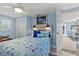 Charming bedroom with coastal decor, ceiling fan, and closet, providing a relaxing atmosphere at 4387 6Th Isle Dr, Hernando Beach, FL 34607