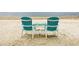 Inviting beach featuring colorful Adirondack chairs and table for relaxing by the water at 4942 Blue Heron Dr, New Port Richey, FL 34652
