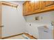 Functional laundry room with upper cabinets, utility sink, and space for appliances at 8402 Lake Hill Ct, Spring Hill, FL 34608