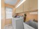 Bright laundry room with storage cabinets, laundry sink, and a window for natural light at 10442 Ventura Dr, Spring Hill, FL 34608