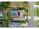 Bird's-eye view of property with enclosed pool, well-maintained yard, and mature landscaping at 1049 Larkin Rd, Spring Hill, FL 34608