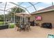 Covered patio area with a pool, an outdoor dining set, and a grill at 2526 Brinley Dr, Trinity, FL 34655
